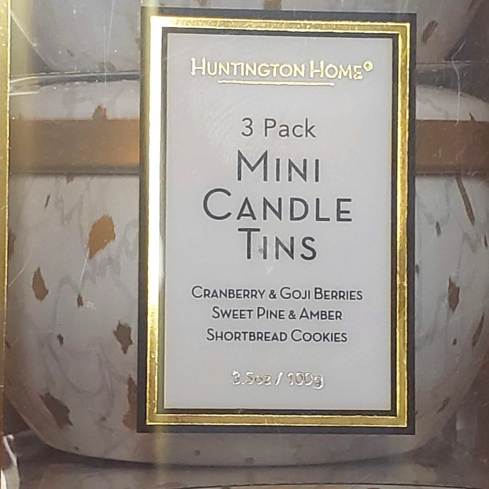 Huntington Home VEGAN SOY WAX SCENTED Mini Candle Tins 3 Pack